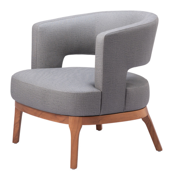 27" Slate Gray And Brown Faux Leather Arm Chair N270-556466