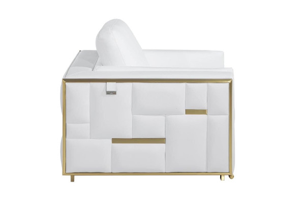 47" White And Gold Top Grain Leather Club Chair N270-534089