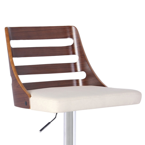24" Cream And Silver Faux Leather And Iron Low Back Adjustable Height Bar Chair N270-477246
