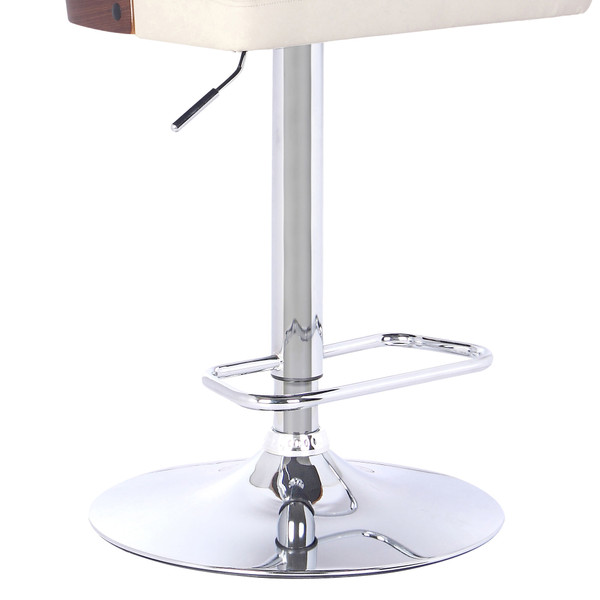 24" Cream And Silver Faux Leather And Iron Low Back Adjustable Height Bar Chair N270-477246