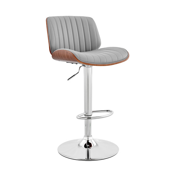 24" Gray And Silver Iron Swivel Adjustable Height Bar Chair N270-476910