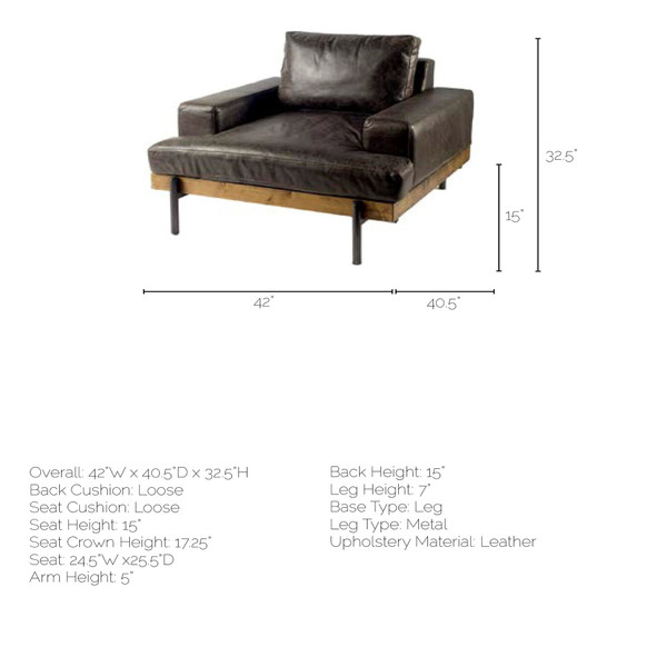 41" Black Faux Leather Distressed Club Chair N270-376350