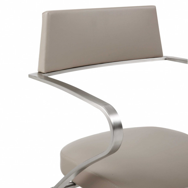 21 " Taupe And Silver Stainless Steel Bar Chair N270-370617