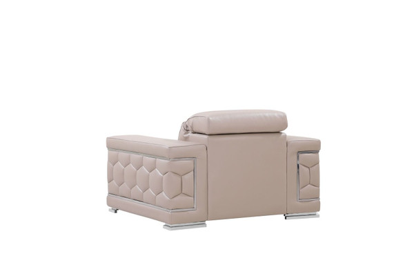 47" Beige And Silver Faux Leather Club Chair N270-329720