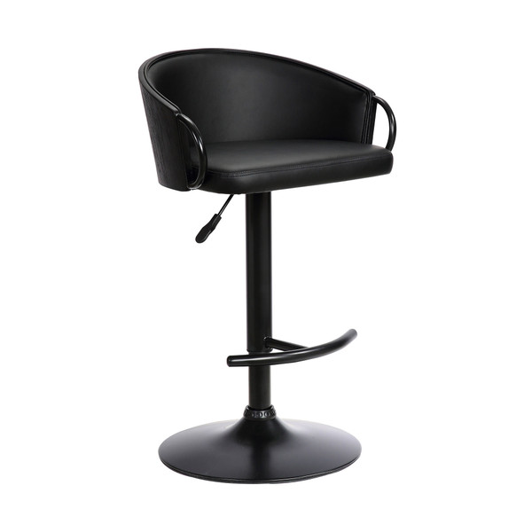 24" Black Faux Leather And Iron Swivel Low Back Adjustable Height Bar Chair N270-477057