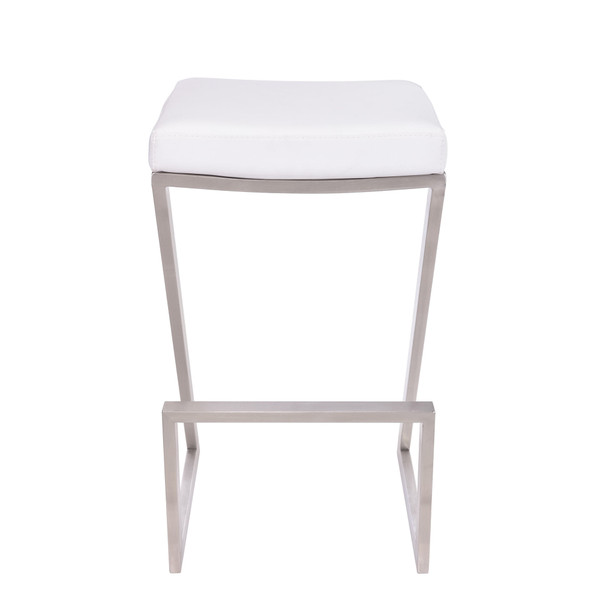26" White And Silver Iron Backless Counter Height Bar Chair N270-477240