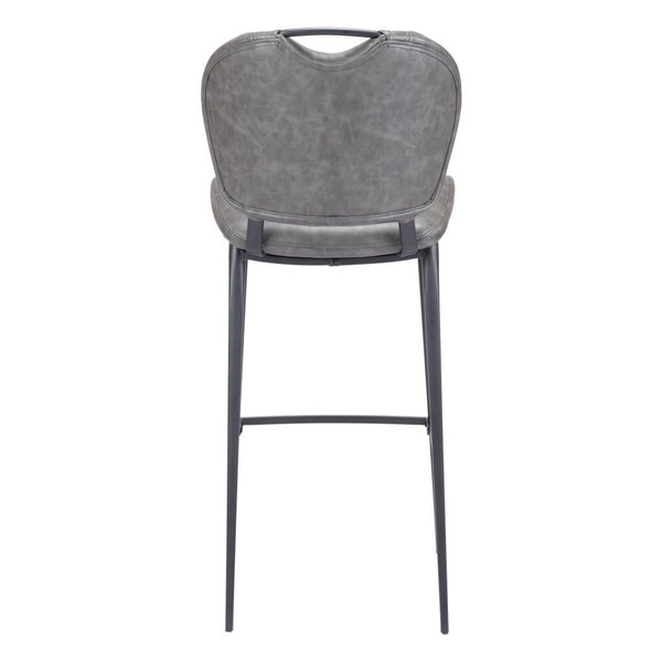 30" Gray And Black Faux Leather And Steel Low Back Bar Height Bar Chair N270-555733