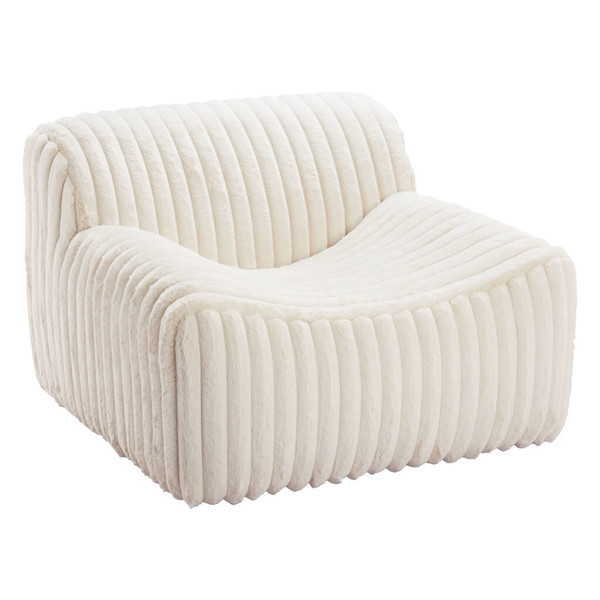 39" Cream Faux Fur Tufted Lounge Chair N270-564973