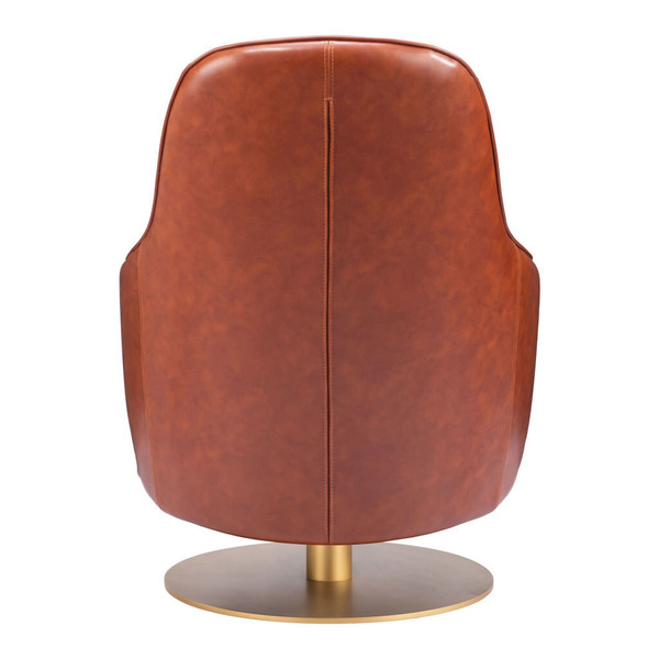 28" Brown And Gold Faux Leather Swivel Arm Chair N270-556465