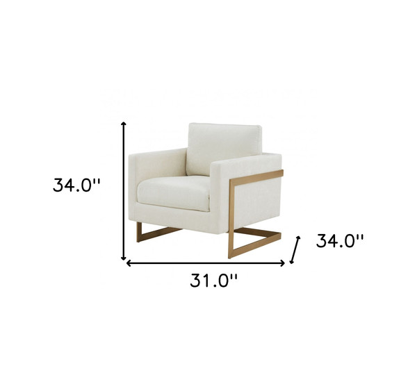 34" Cream And Gold Upholstered Arm Chair N270-473851