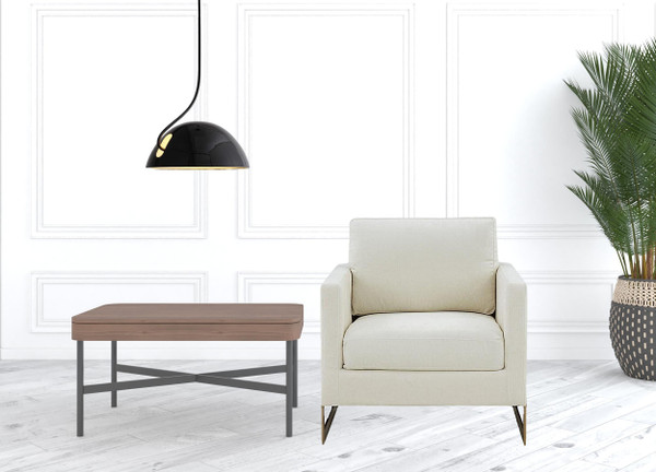 34" Cream And Gold Upholstered Arm Chair N270-473851