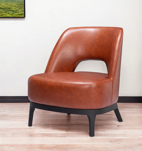 26" Brown And Black Faux Leather Lounge Chair N270-556459