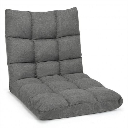 14-Position Adjustable Folding Lazy Gaming Sofa-Gray - Color: Gray D681-HW66636GR