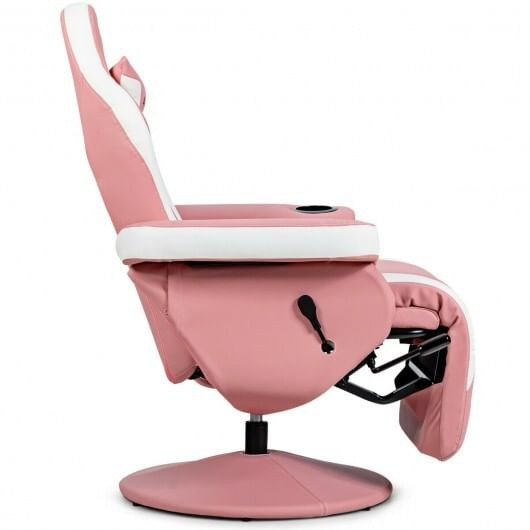 Ergonomic High Back Massage Gaming Chair with Pillow-Pink - Color: Pink D681-HW63196PI
