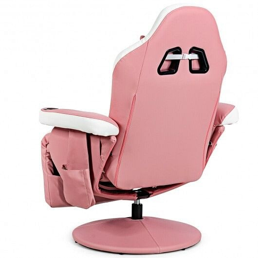 Ergonomic High Back Massage Gaming Chair with Pillow-Pink - Color: Pink D681-HW63196PI