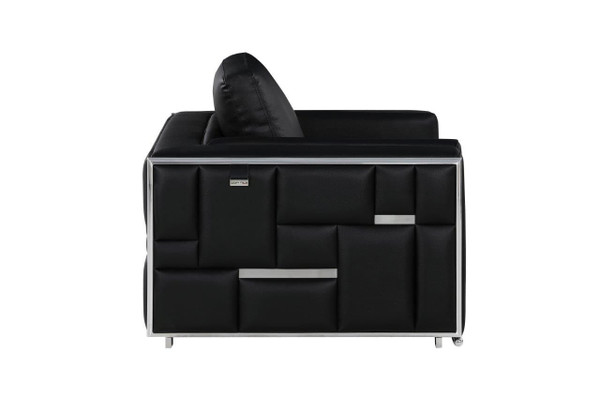 47" Black And Silver Metallic Top Grain Leather Club Chair N270-534088
