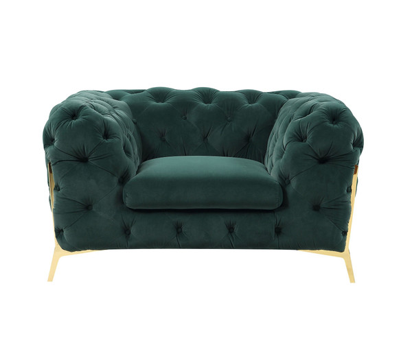 50" Green And Gold Velvet Tufted Club Chair N270-482836