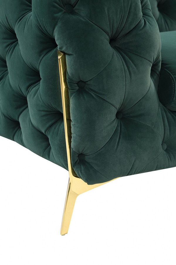 50" Green And Gold Velvet Tufted Club Chair N270-482836