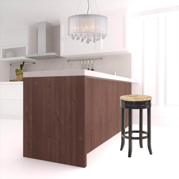 30" Natural And Espresso Solid Wood Swivel Backless Bar Height Bar Chair N270-516134