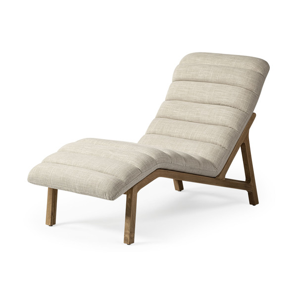 54" Cream And Wood Brown Fabric Tufted Lounge Chair N270-380186