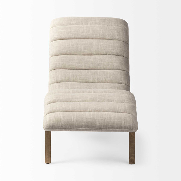 54" Cream And Wood Brown Fabric Tufted Lounge Chair N270-380186