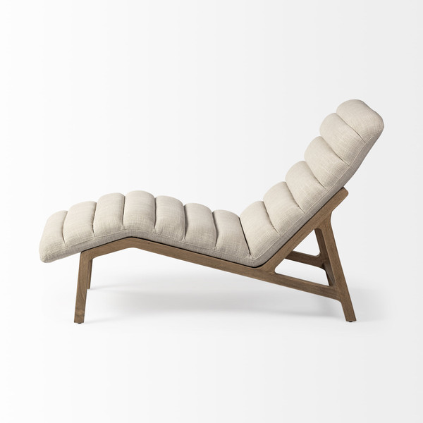 54" Cream And Wood Brown Fabric Tufted Lounge Chair N270-380186