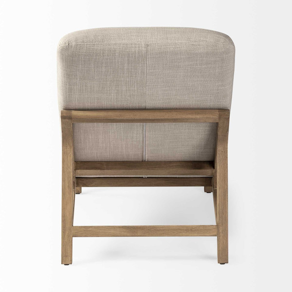 54" Cream And Wood Brown Fabric Tufted Lounge Chair N270-380186