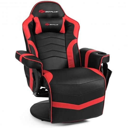Ergonomic High Back Massage Gaming Chair with Pillow-Red - Color: Red D681-HW63196RE
