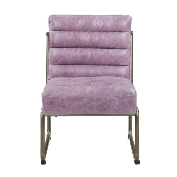 22" Top Grain Leather And Steel Ikat Side Chair N270-486601