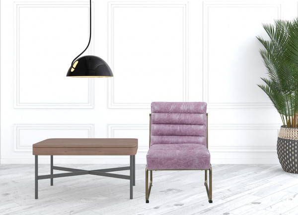 22" Top Grain Leather And Steel Ikat Side Chair N270-486601