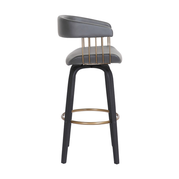 31" Gray And Black Faux Leather Swivel Bar Height Bar Chair N270-534471