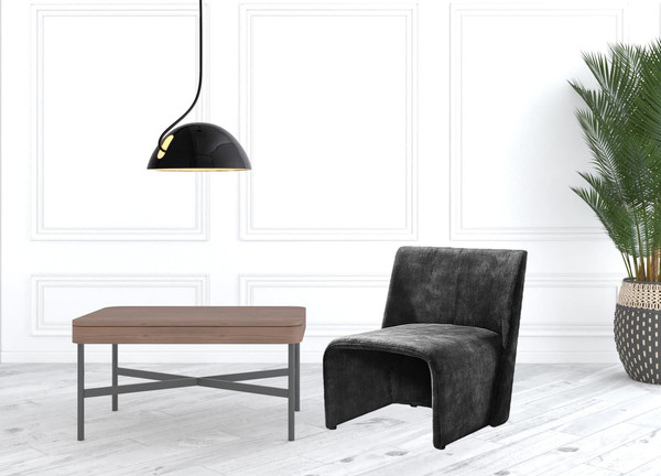 28" Dark Grey Velvet Solid Color Side Chair N270-488451