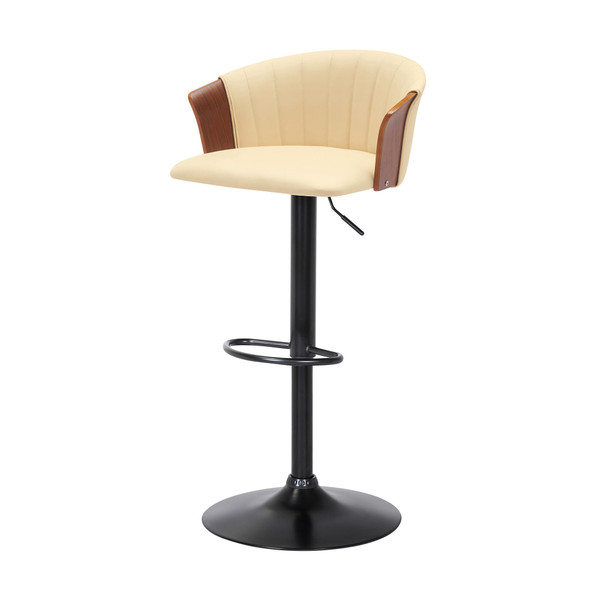 Cream and Black Faux Leather with Metal Swivel Adjustable Height Bar Chair N270-534426