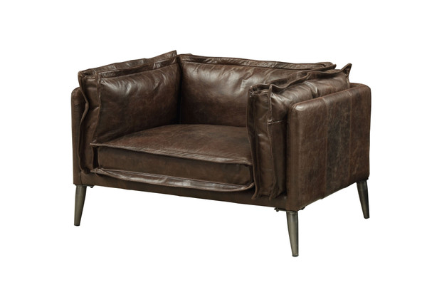 47" Distress Chocolate Top Grain Leather And Black Chair And A Half N270-515750