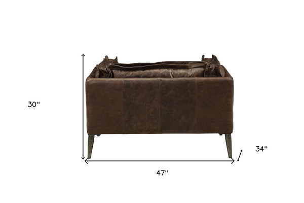 47" Distress Chocolate Top Grain Leather And Black Chair And A Half N270-515750