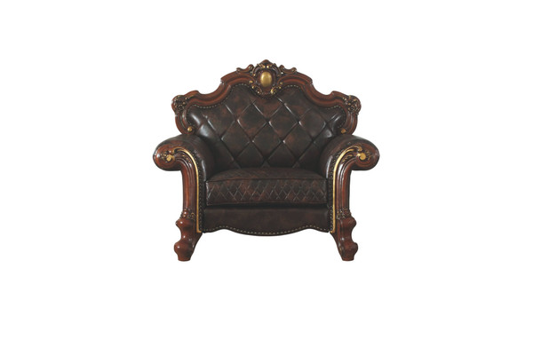 50" Chocolate Faux Leather Tufted Arm Chair N270-515792