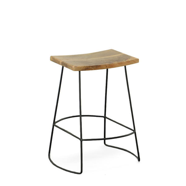 Set of Two 25" Natural And Black Steel Backless Counter Height Bar Chairs N270-516192