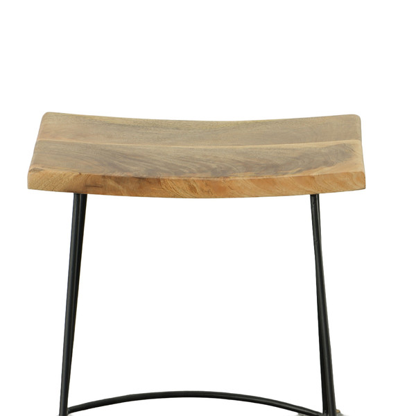 Set of Two 25" Natural And Black Steel Backless Counter Height Bar Chairs N270-516192