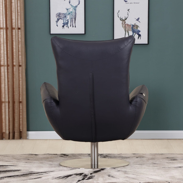 43" Navy Contemporary Leather Lounge Chair N270-329695