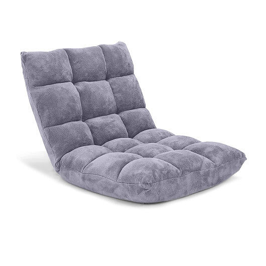 Adjustable 14-position Cushioned Floor Chair-Gray - Color: Gray D681-HV10355GR
