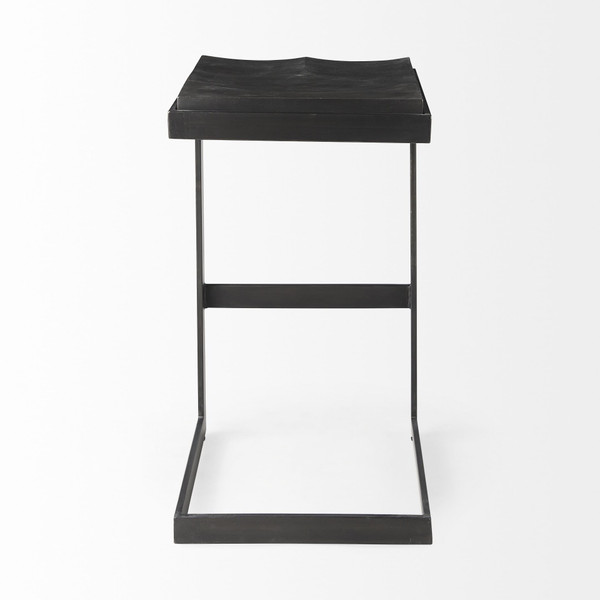 30" Black Solid and Manufactured Wood Backless Bar Height Bar Chair N270-393437