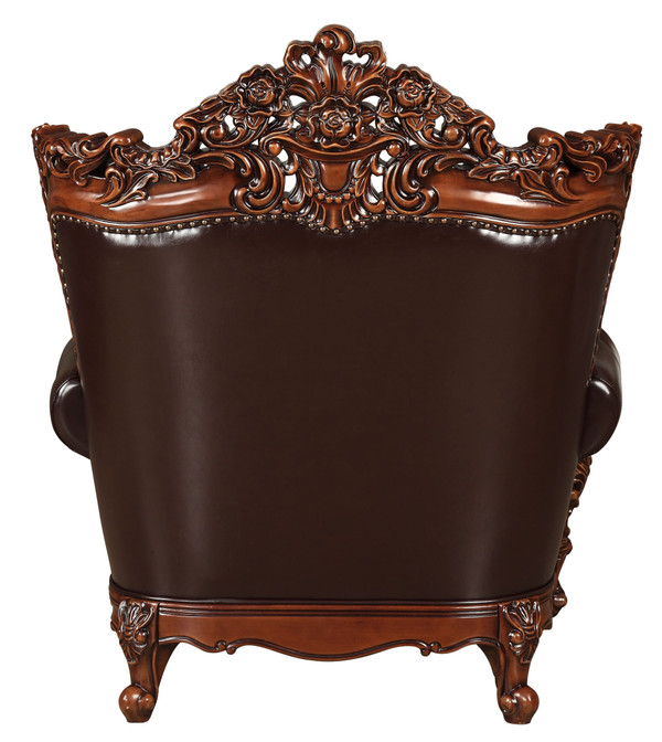 50" Espresso Faux Leather Tufted Wingback Chair N270-515761