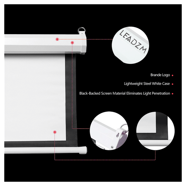 100" 4:3 80" x 60" Viewing Area Motorized Projector Screen with Remote Control Matte White T575-S0671283859