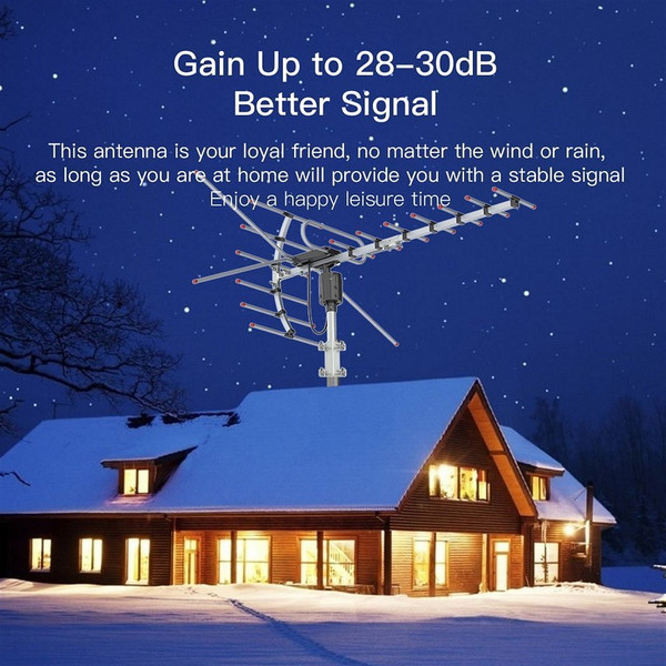 TA-001 360?°Rotation UV 45-230MHz/470-860MHz 15-22dB Outdoorn Antenna Black T575-S0671294829