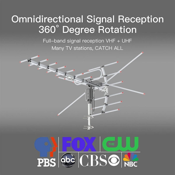 TA-001 360?°Rotation UV 45-230MHz/470-860MHz 15-22dB Outdoorn Antenna Black T575-S0671294829