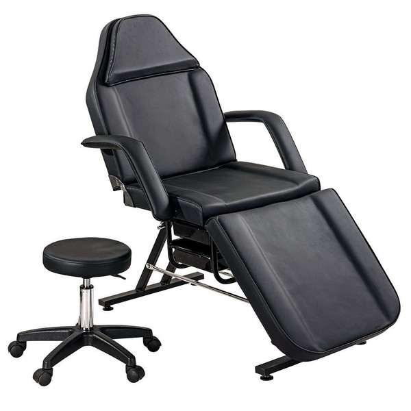 Massage Salon Tattoo Chair with Two Trays Esthetician Bed with Hydraulic Stool, Multi-Purpose 3-Sec T575-V0671301149