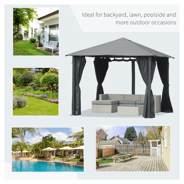 10ft x 10ft Patio Gazebo-Black-AS T575-S0671348345