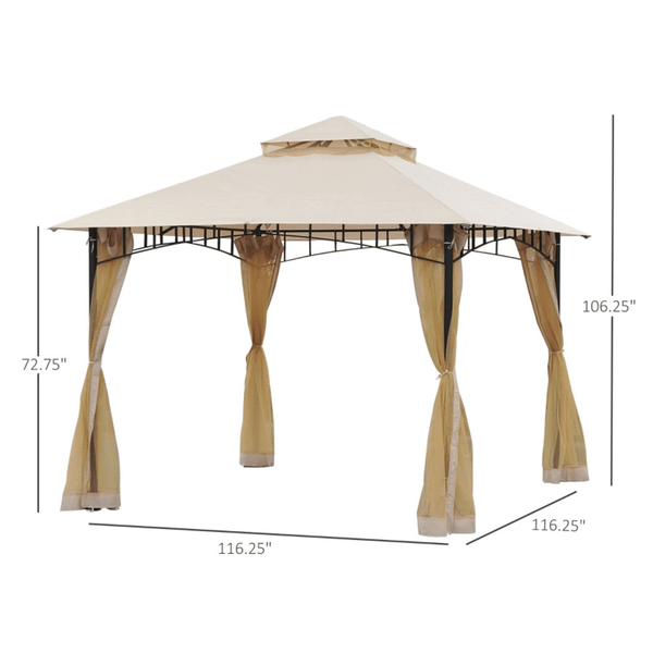 10ft x 10ft Outdoor Patio Gazebo Canopy Tent  Beige-AS T575-S0671348289