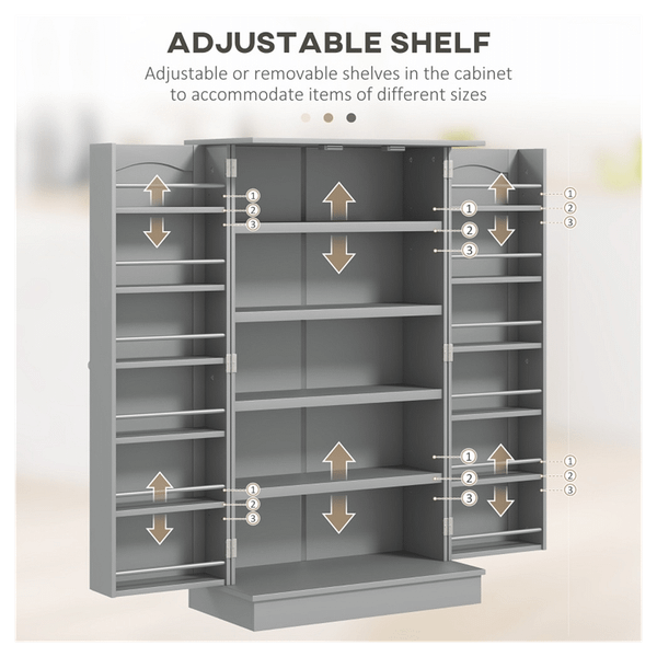 Simple Triamine Adjustable Shelves Sideboard With Door Cabinet White, Gray-AS T575-S0671347984