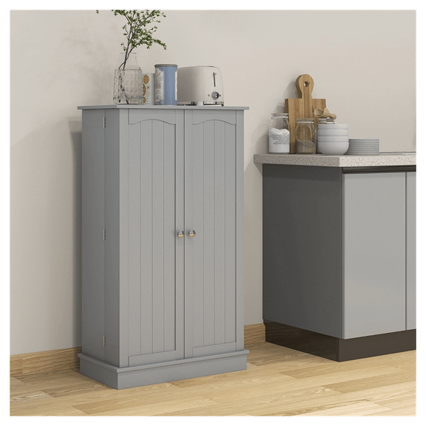 Simple Triamine Adjustable Shelves Sideboard With Door Cabinet White, Gray-AS T575-S0671347984